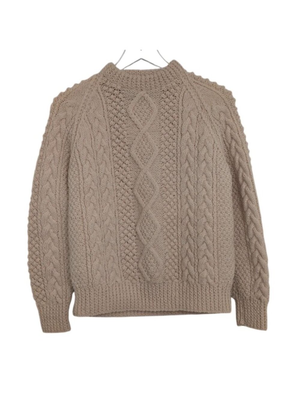 Nethy Scottish Chunky Hand Knit Sweater Mens Size Medium Cream 100% Wool Vintage